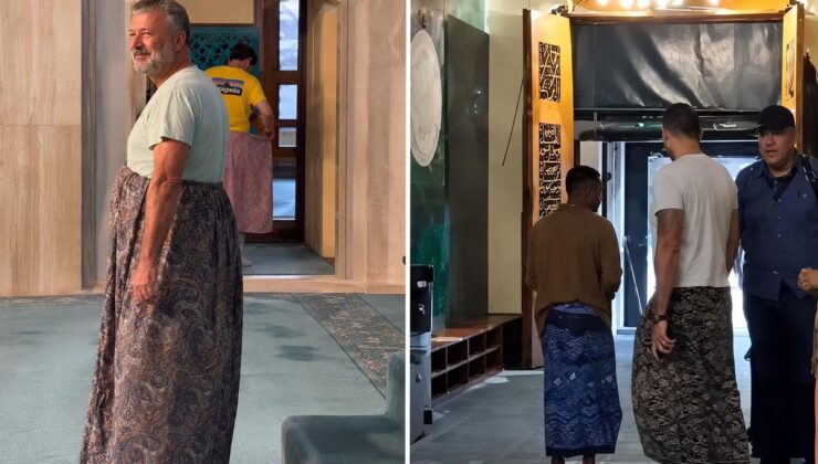 Bursa’da erkek turistler camiye etek giyerek girdi