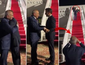 Macron ile Paşinyan birbirine zor veda etti! Defalarca sarıldılar, kalp yapıp öpücük yolladılar
