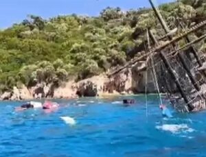 Marmaris'te günlük tur teknesi battı