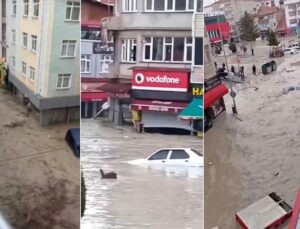 Samsun’u vuran selin geldiği anlar kamerada