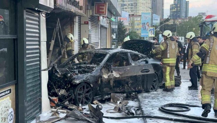 Şişli’de lüks araç dükkana girdi: 2 yaralı