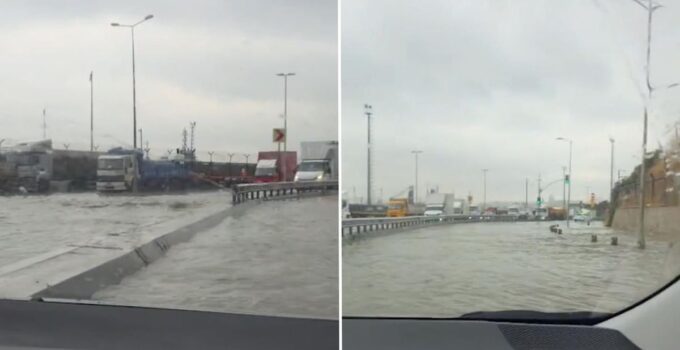 Harem Sahil Yolu’nu da su bastı, denizle kara birleşti