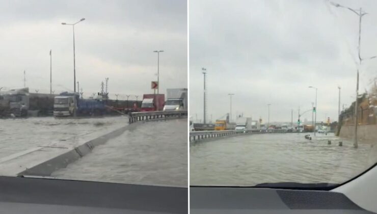 Harem Sahil Yolu’nu da su bastı, denizle kara birleşti