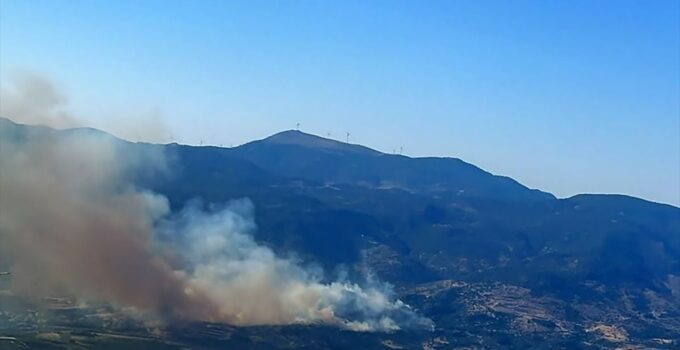 İzmir’de tarım alanından makiliğe sıçrayan yangına müdahale ediliyor
