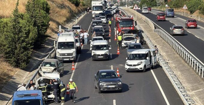 Tekirdağ’da 7 aracın karıştığı zincirleme kaza; 1 yaralı