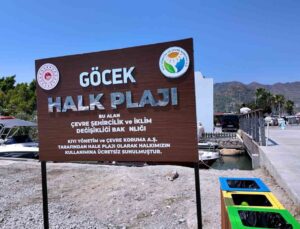 Bakan Kurum, Göcek’te teknelerden temizlenen ücretsiz halk plajını hizmete açtı