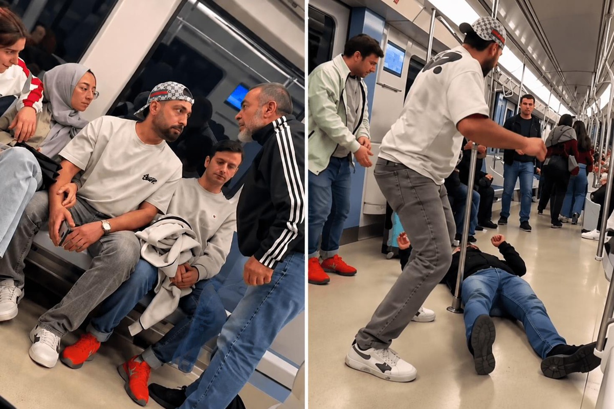 Eşinin yanında küfreden adamı yere serdi