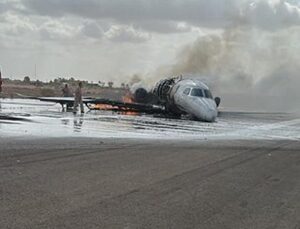İstanbul’dan kalkan jet Libya’da kaza kırıma uğradı! İşte ilk görüntüler