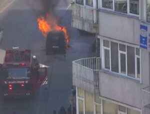 Mecidiyeköy’de araç yangını