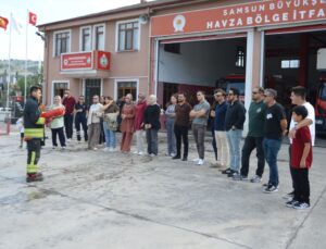 Samsun Havza’da 112 Acil Sağlık ekiplerine yangın tüpü kullanımı uygulamalı anlatıldı