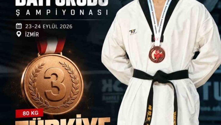 Semih Karabacak, İzmir’deki taekwondo şampiyonasında 80 kiloda bronz madalya kazandı