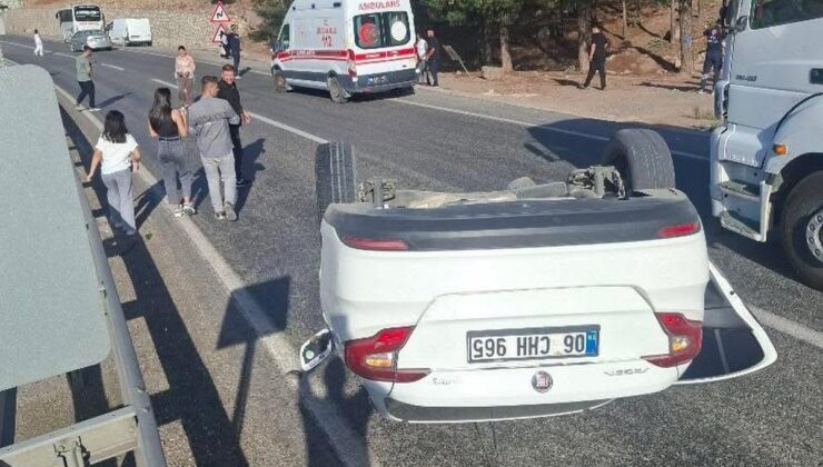 Siirt Baykan’da otomobil takla atıp şarampole devrildi, 2 kişi yaralandı