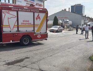 Sivas Gültepe’de LPG dönüşümü yapan iş yerindeki yangında 4 kişi yaralandı