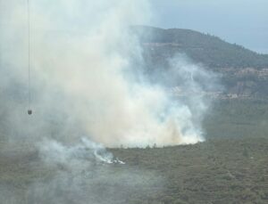 Bodrum Mumcular’daki yangına 2 uçak, 6 helikopter ve 102 personelle müdahale ediliyor