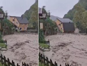 İstanbul’un ardından Sakarya! 2 katlı villa selde böyle yıkıldı