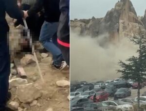 Kapadokya’da peribacası çöktü! İlk görüntüler korkunç