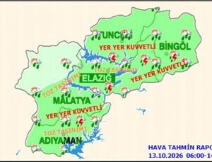 Meteoroloji Elazığ’da kuvvetli yağış ve toz taşınımına karşı uyardı