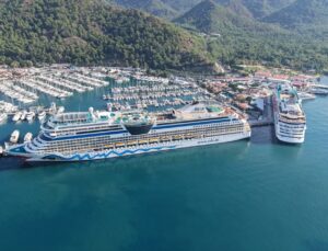 Muğla’daki Marmaris Cruise Port’a yanaşan 2 kruvaziyer 2 bin 916 turist getirdi