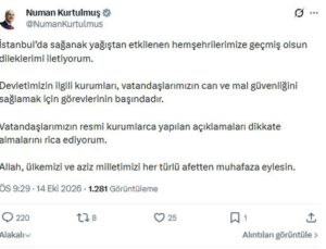 TBMM Başkanı Kurtulmuş, İstanbul’da sağanaktan etkilenenlere geçmiş olsun diledi